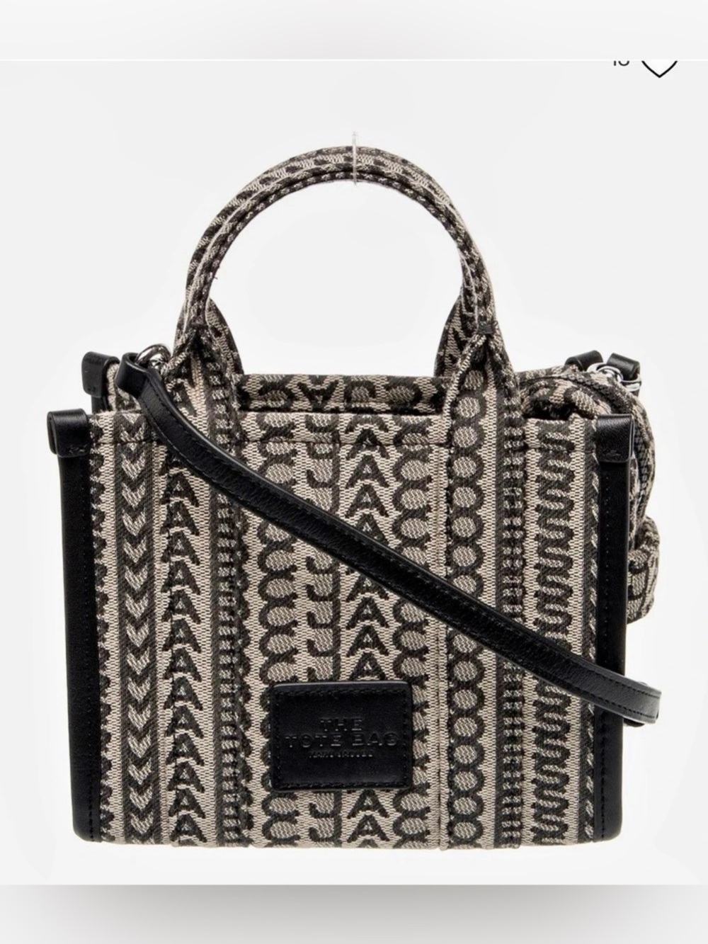 MARC JACOBS The Monogram Mini Tote Bag Black & White